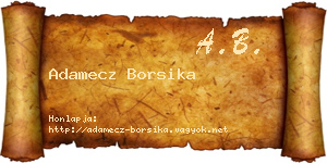 Adamecz Borsika névjegykártya